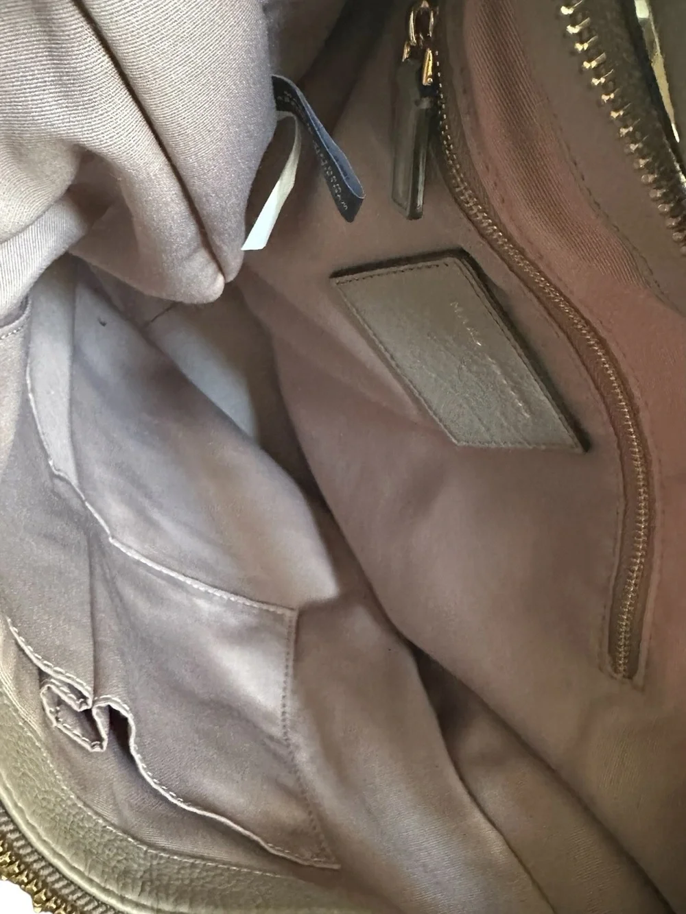 Marc Jacobs Recruit Large Mink Leather Hobo Shoulder Bag Gold Hardware